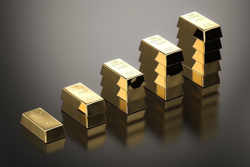 3d rendering stack of gold